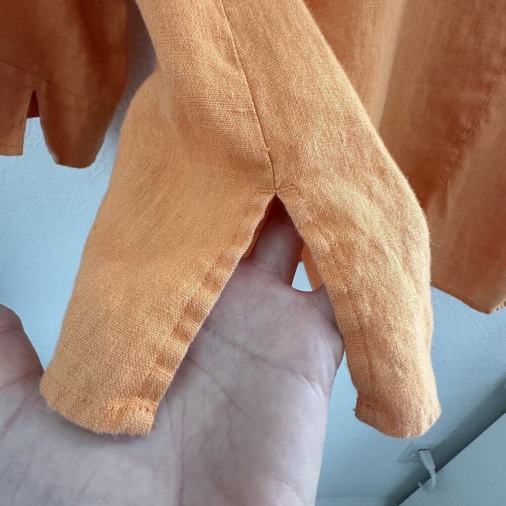 Style&Co Linen Button Up Womens 12 Orange Kimono Sleeve Casual Lagenlook READ - Picture 5 of 11